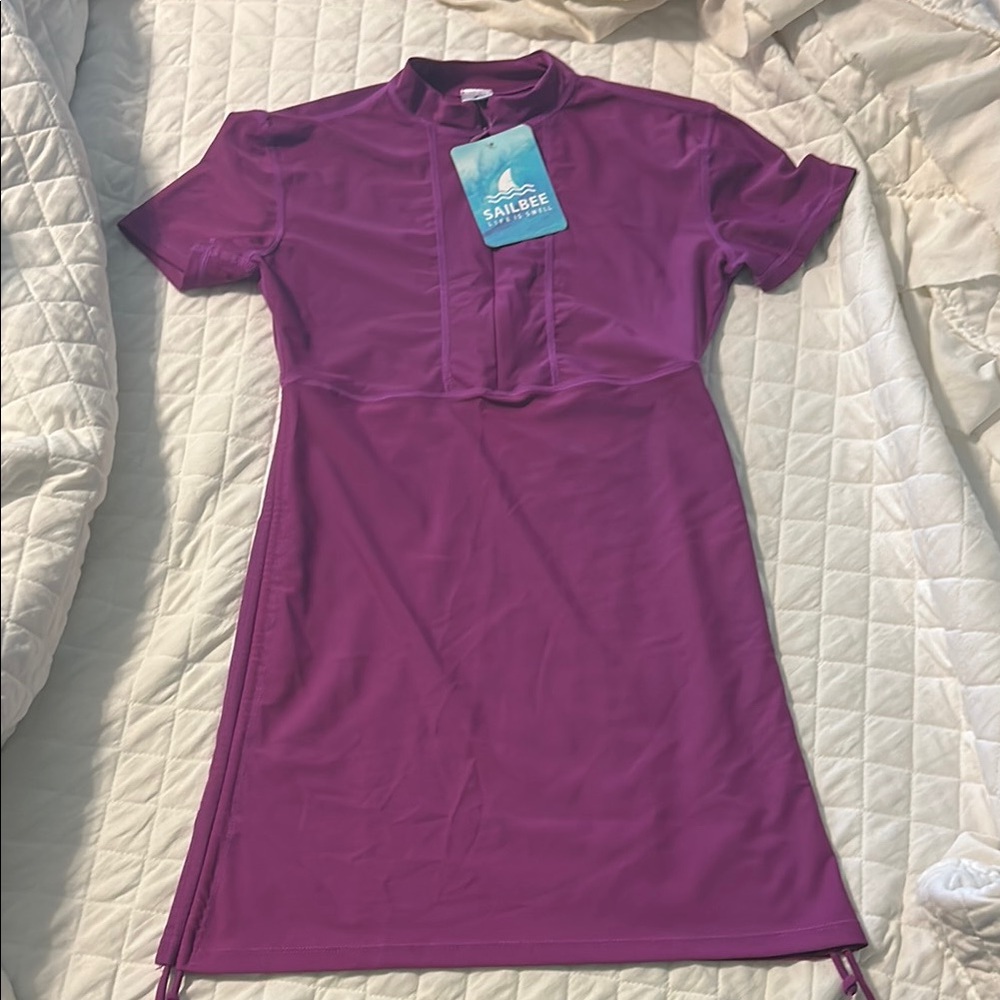 Purple Short Sleeve Dress by SailBee